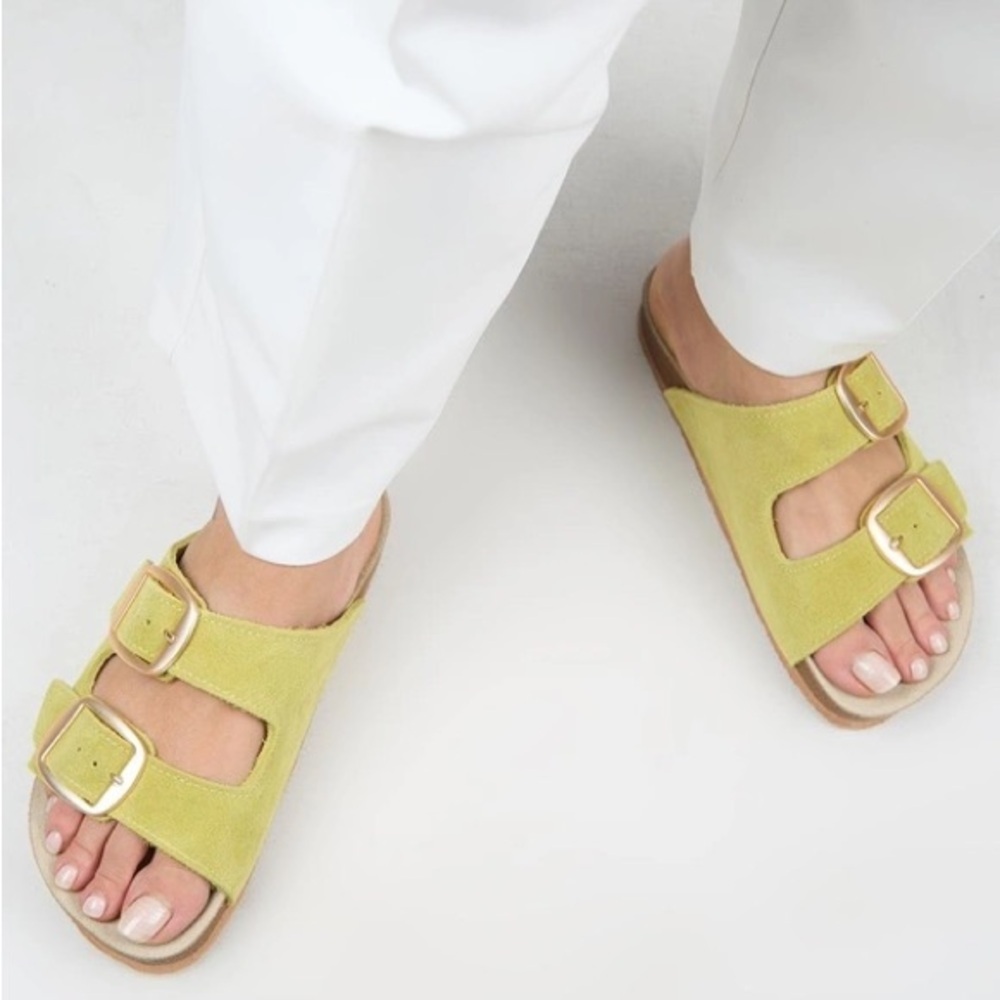 Manijero Irene Leather Suede Strappy Sandal size 10 in Olive Green - Picture 2 of 7